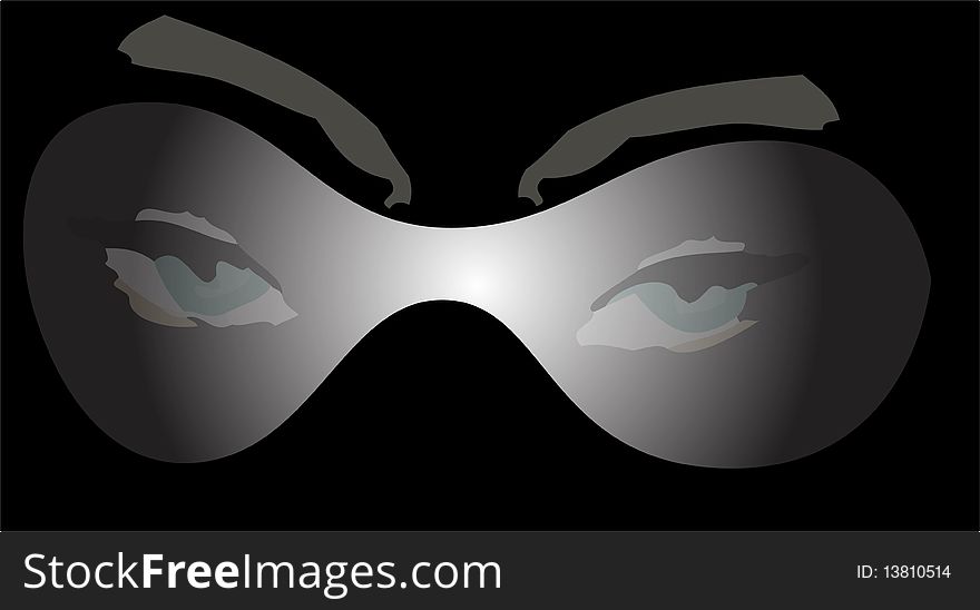 Vector illustration of eyes behind shades