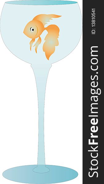 Vector illustration of goldfish in glass. Vector illustration of goldfish in glass