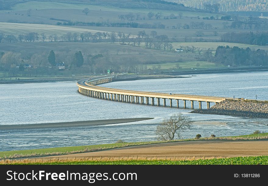 An image of the road  bridge over the Cromarty Firth at sunset. An image of the road  bridge over the Cromarty Firth at sunset.