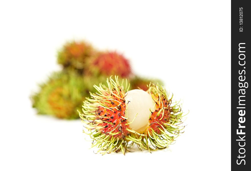Exotic Thai fruit Rambutan or Ngo isolated on white