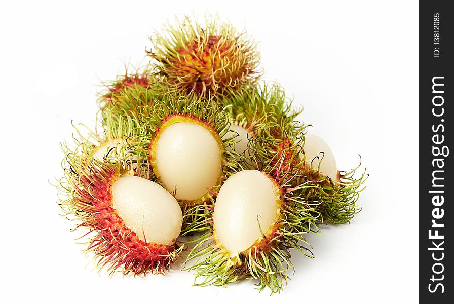 Exotic Thai fruit Rambutan or Ngo isolated on white