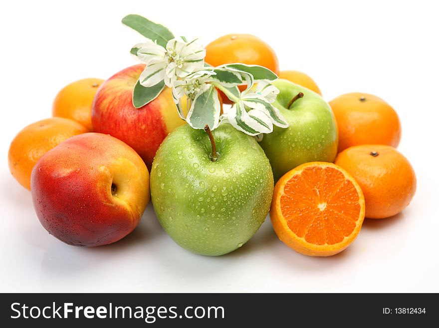 Ripe fruit  on a white background