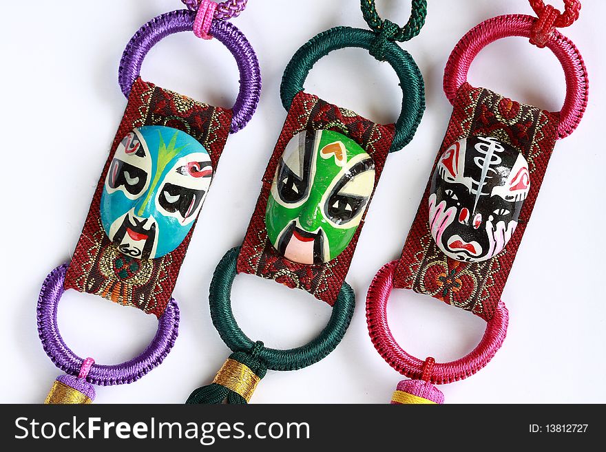 Peking opera masks with white background