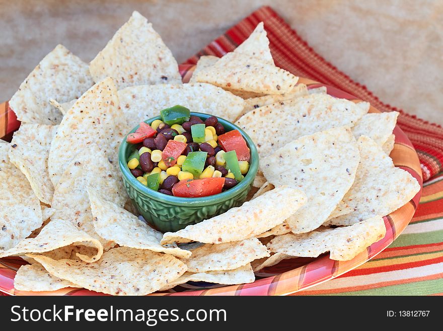 Black Bean Salad with Corn Chips