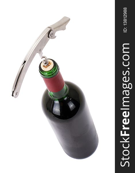 Series. A wine bottle isolated on a white background