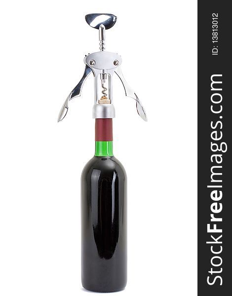 Series. A wine bottle isolated on a white background