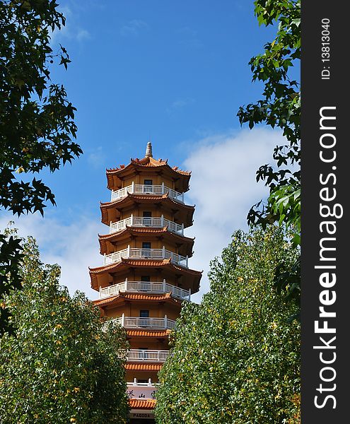 Chinese Pagoda in Nan Tien Temple in Wollongong, New South Wales, Australia