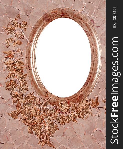 Marbled oval frame with floral decoration - background for your text or photo. Marbled oval frame with floral decoration - background for your text or photo