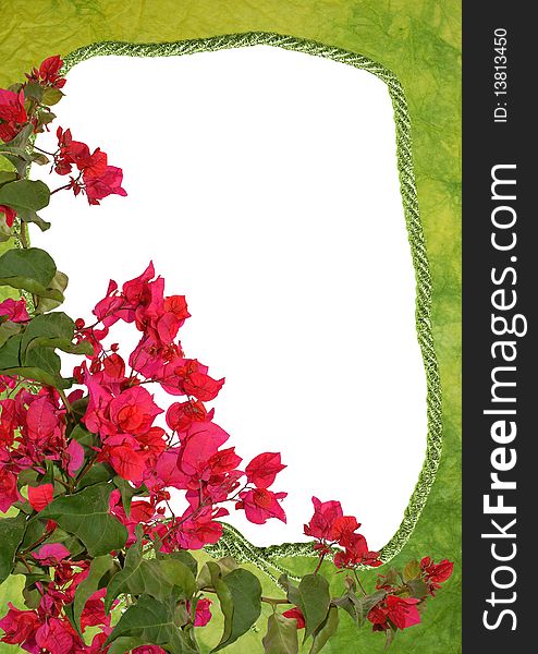 Decorative frame with floral garland - bougainvillea - background for your text or picture. Decorative frame with floral garland - bougainvillea - background for your text or picture