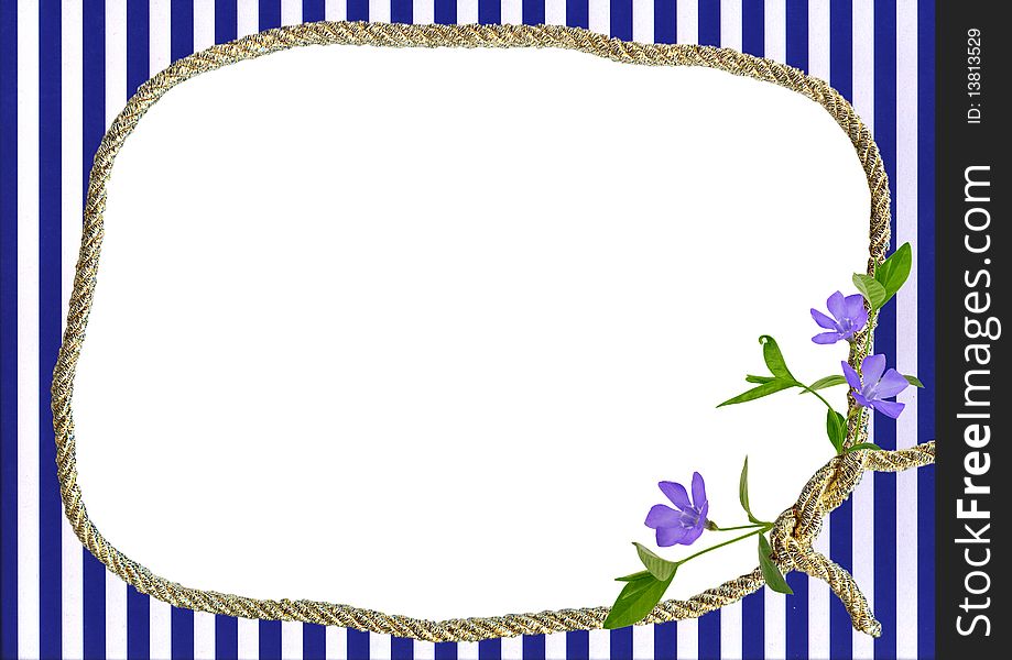 Stripped frame with floral decoration in marine style - background for your text or picture. Stripped frame with floral decoration in marine style - background for your text or picture