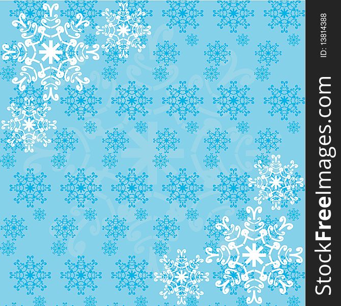 Background with snowflakes on cyan