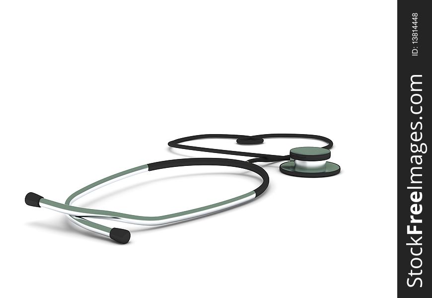 Black stethoscope isolated on white background. High quality 3d render.