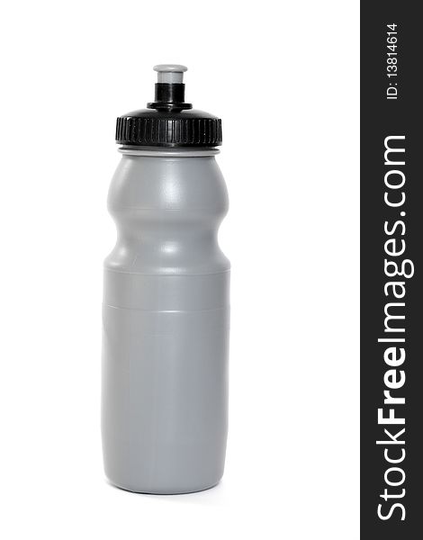 Gray drinking flask on white background.