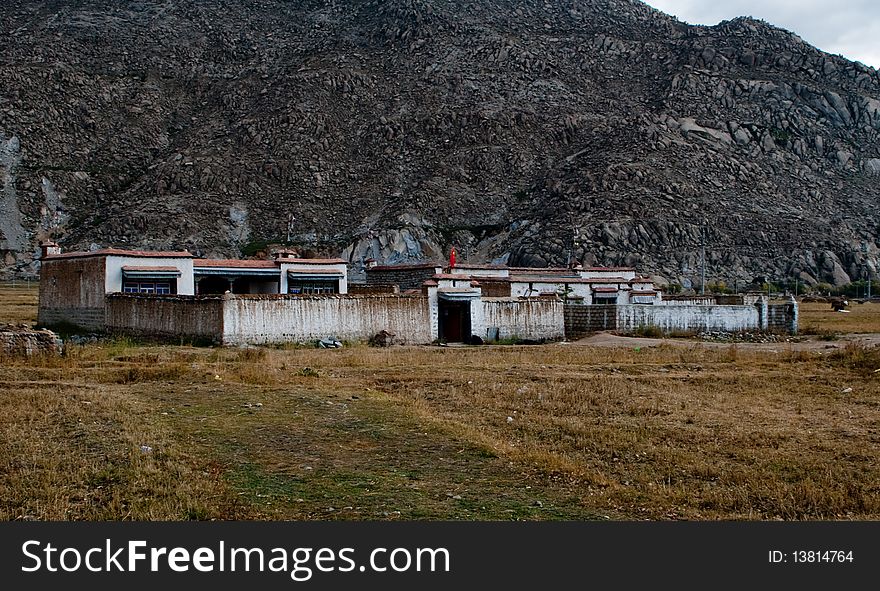 Scenery of farmhouse in Tibet