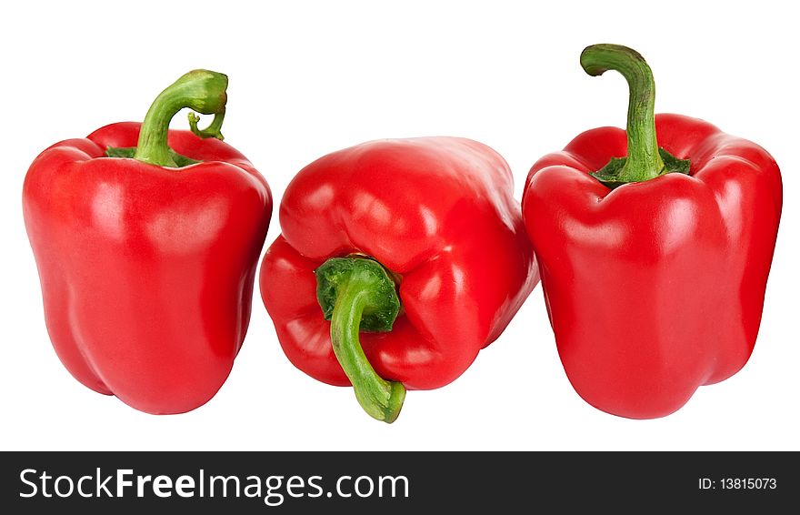 Red peppers on a white background. Isolated.