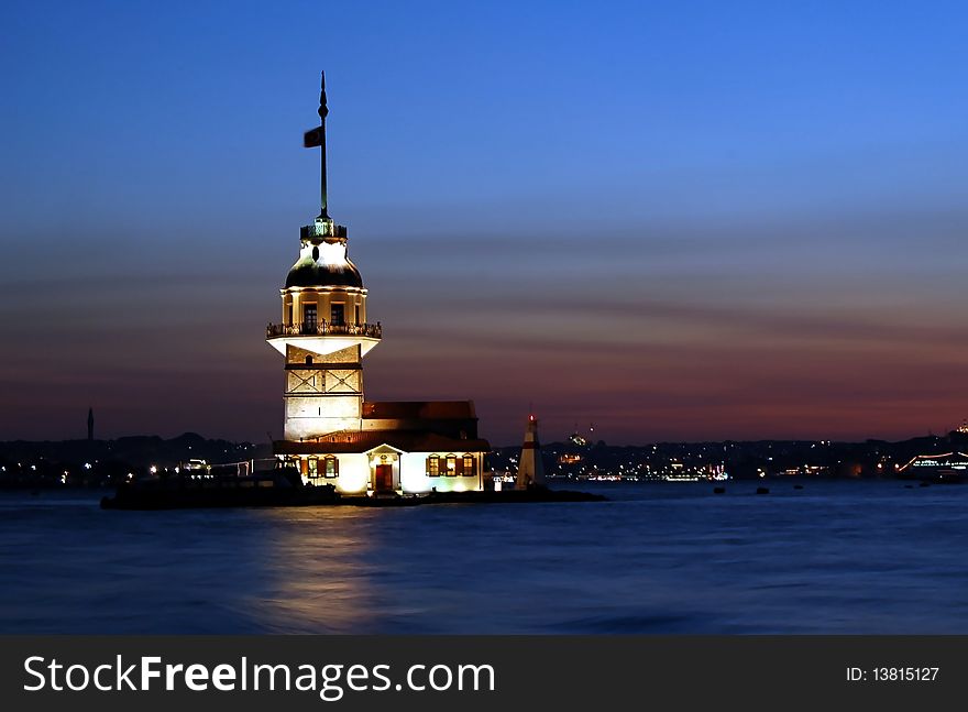 Istanbul Landmarks Maiden Tower At Twilight