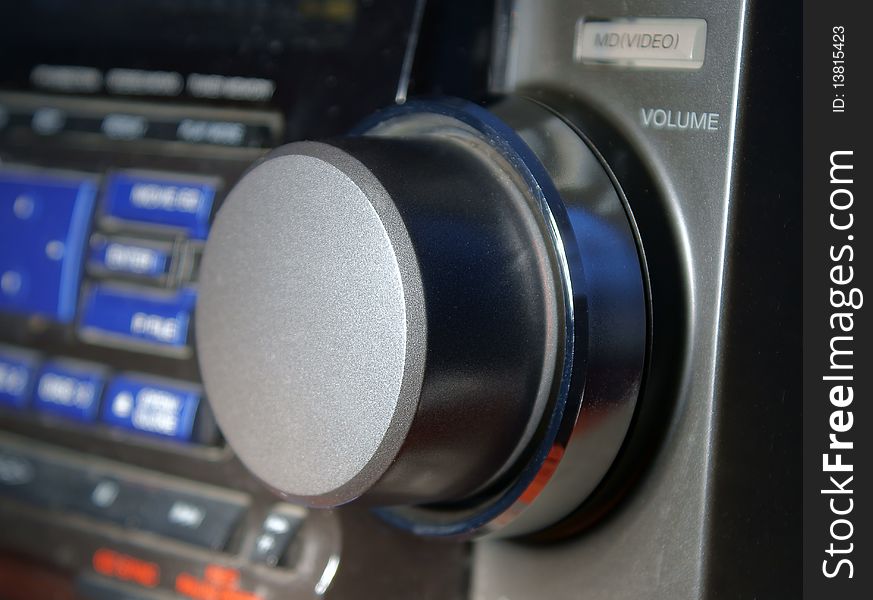 Volume knob on a stereo turned all the way up. Volume knob on a stereo turned all the way up