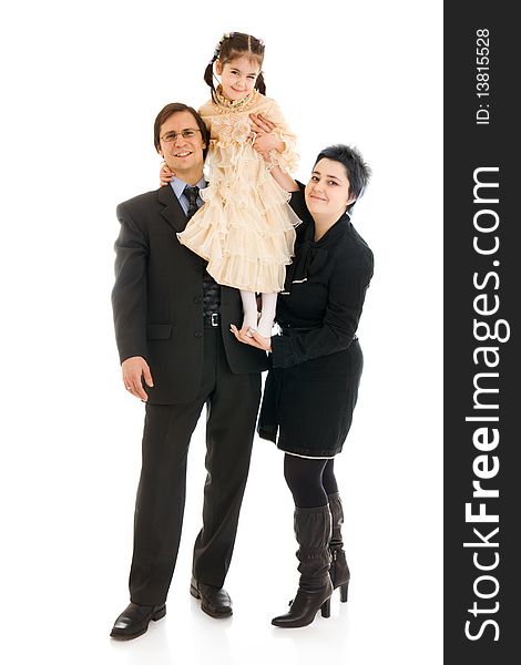 Happy family isolated on a white background