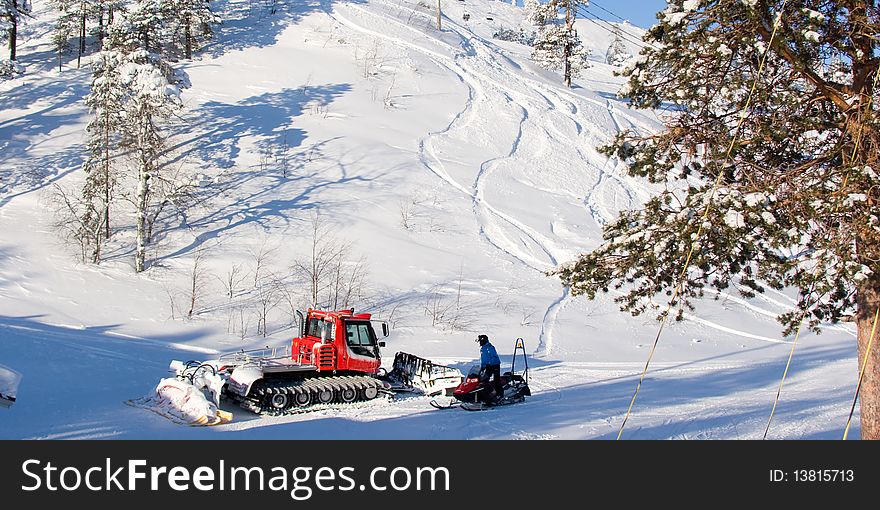 Maintenance Vehicles In Ski Resort