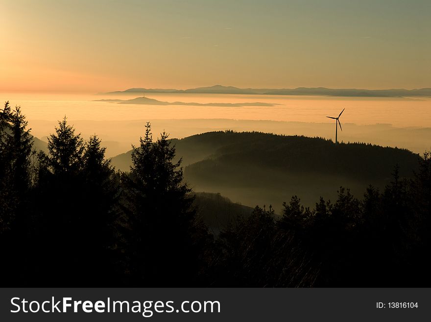Black Forest panorama with the Vosges in background. Black Forest panorama with the Vosges in background
