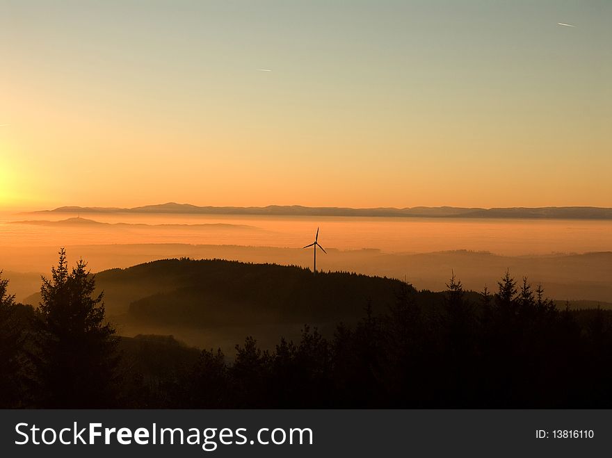Evening over Black Forest towards the Vosges. Evening over Black Forest towards the Vosges