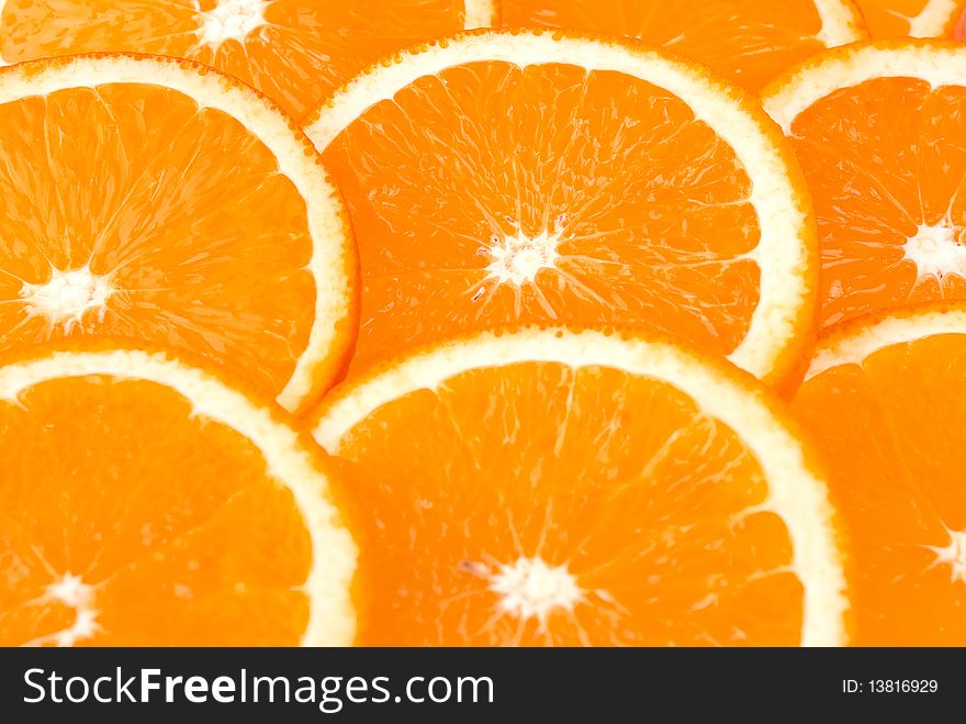 Orange background made from slices of citrus fruits
