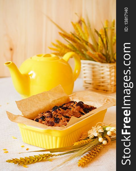Traditional  homemade fruitcake(english tea loaf - bread). Traditional  homemade fruitcake(english tea loaf - bread)