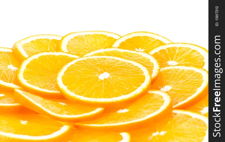 Sliced orange isolated over white