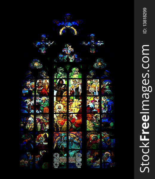 Large color mosaic in the church window