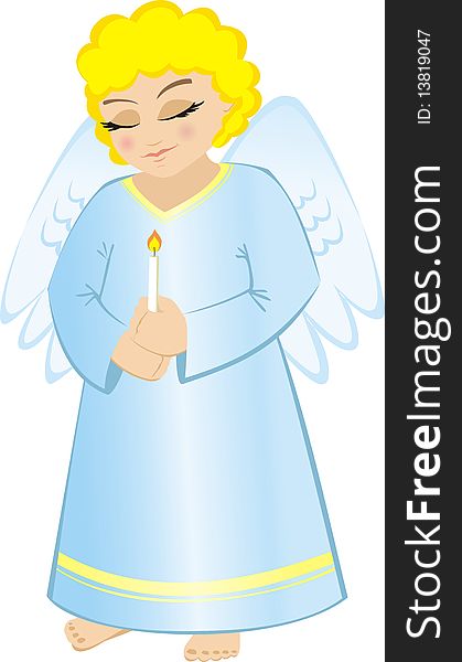 Vector illustration of a little angel with a candle. Vector illustration of a little angel with a candle