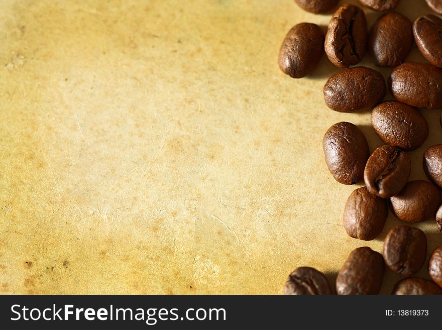 Grunge background with coffee beans