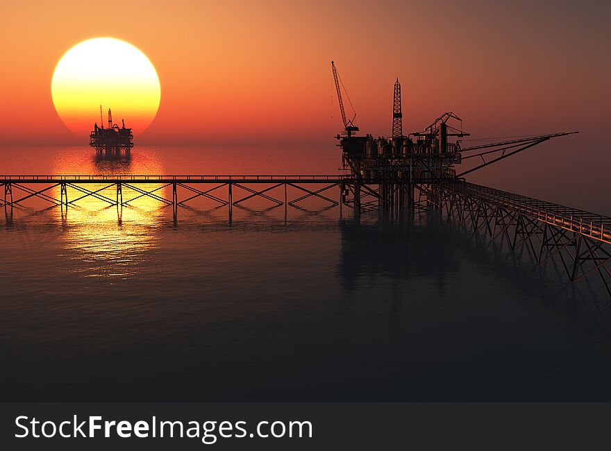 Extraction of oil in the sea..,3d render. Extraction of oil in the sea..,3d render