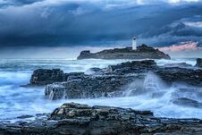 Cornish Seascape Godrevy Lighthouse Stock Photo