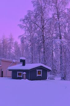 Snowy Wintry Scene In Lapland Finland Stock Images