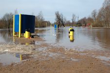 Flood Surrounds Playground Royalty Free Stock Photo