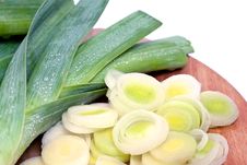 Whole And Sliced Leeks Royalty Free Stock Photography