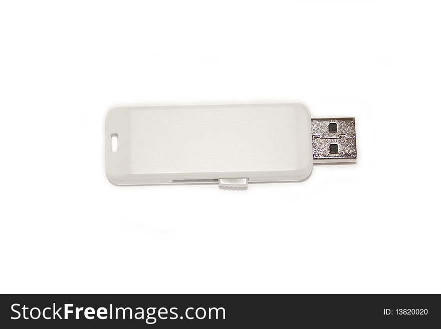 White flash drive isolate on white background