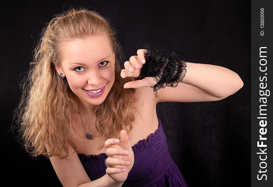 Portrait of a young playful girl on a party. Portrait of a young playful girl on a party