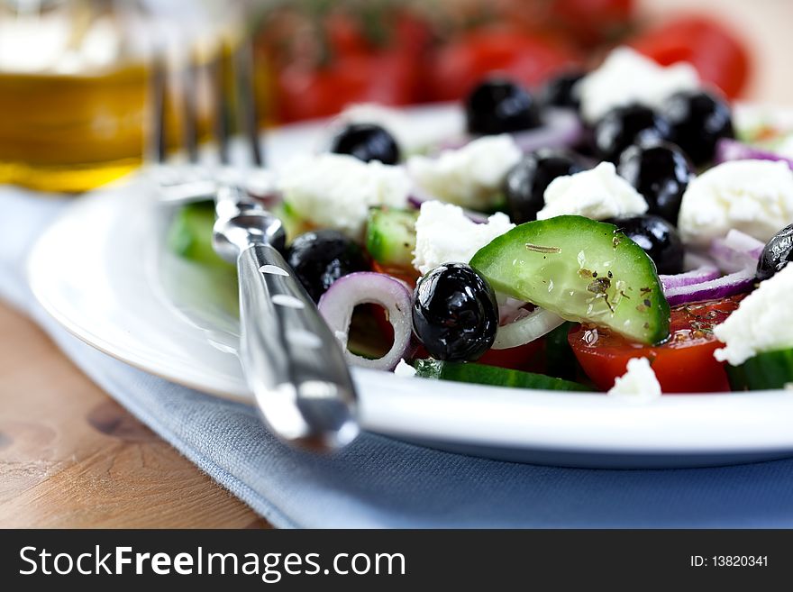 Close up of greek salad