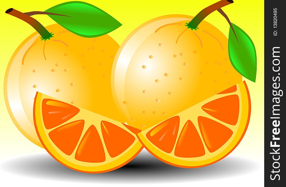 Vector Illustration Background Of Orange And Slice
