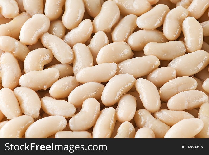 Cooked white beans background close up shoot