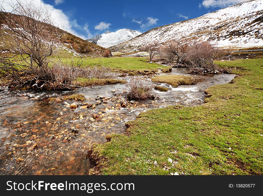 Meltwater river of snow mountains