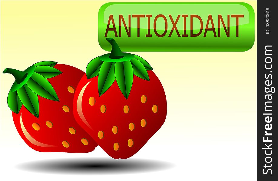 Vector illustration of strawberry and antioxidant glassy icon. Vector illustration of strawberry and antioxidant glassy icon