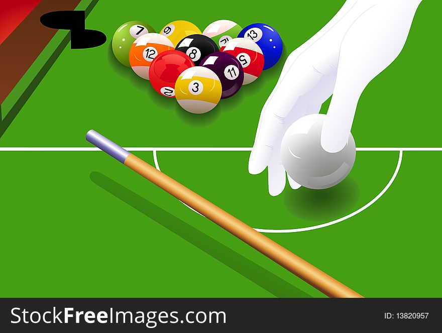 Billiard game,  illustration, AI file included