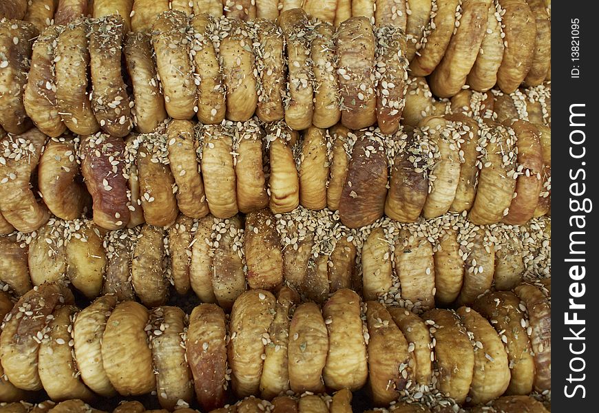 Earth treasures, dried figs with sesame