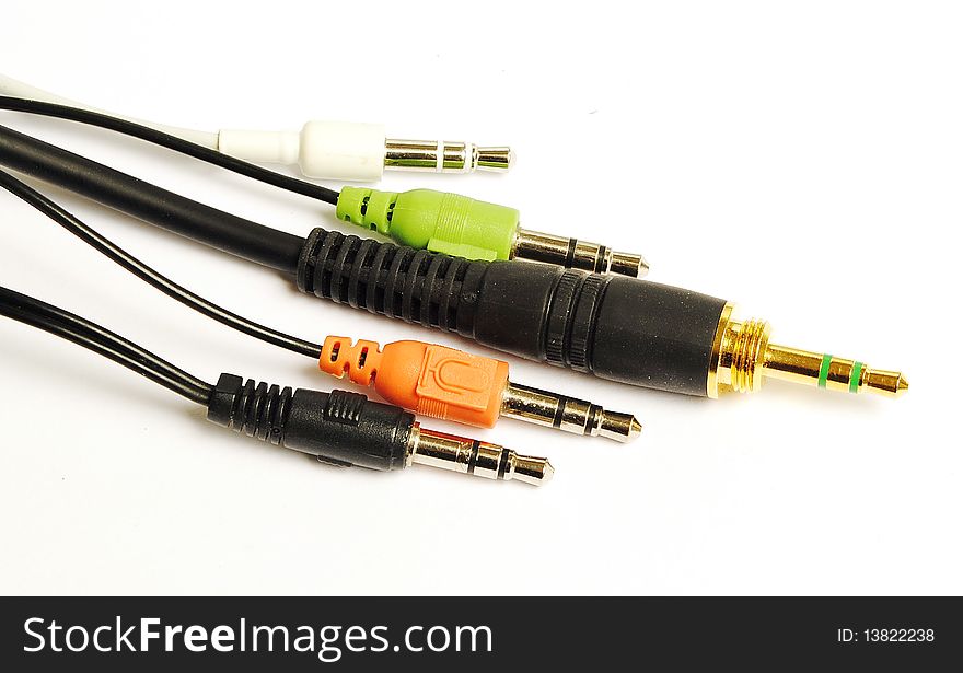 Assorted cables on the white background