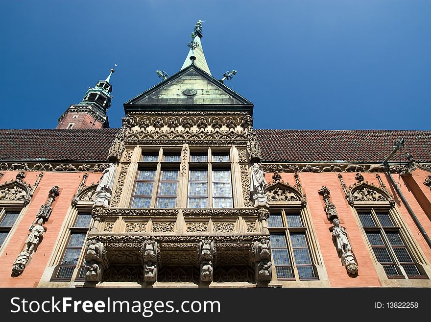 Part of Town Hall in Wroclaw, Poland