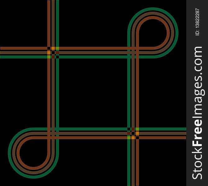 A seamless square pattern of green and brown lines that make squares. A seamless square pattern of green and brown lines that make squares