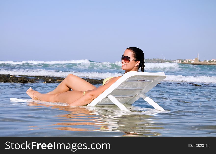 Beautiful young woman in the water. Beautiful young woman in the water