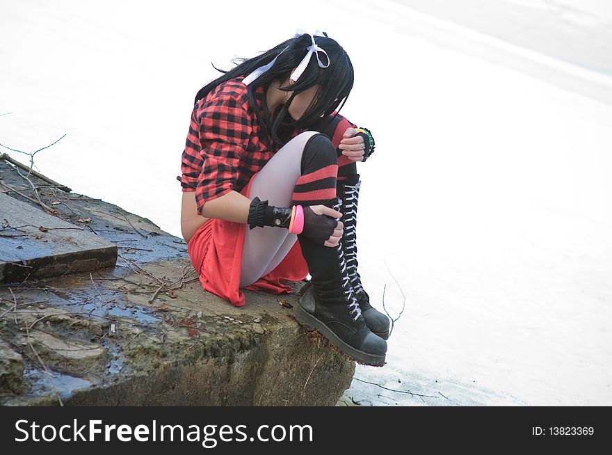 Girl In The Red On The Edge